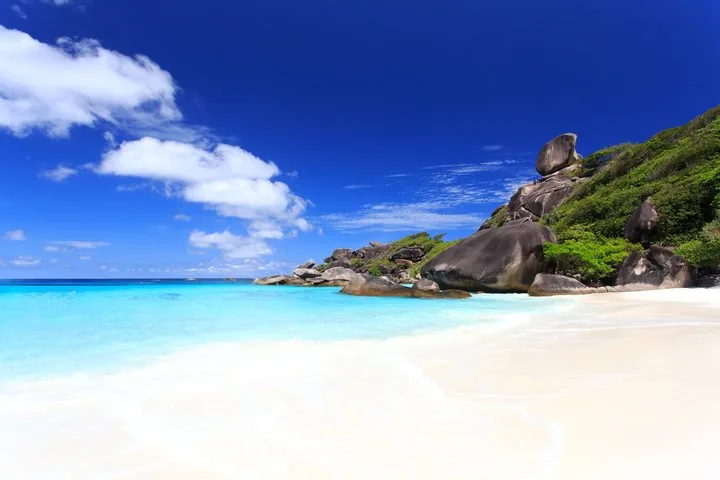 White sand beach and large rocks at Similan Islands